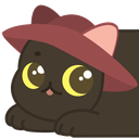 black_cat_pink_hat_curious