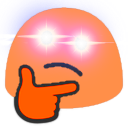 blob thinking glowing eyes