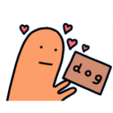 orange blob loves dog