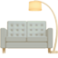 party couch and lamp
