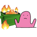 pink blob dumpster fire