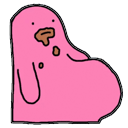 pink blob eating messily