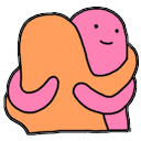 pink blob hugging blob