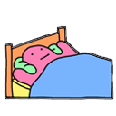 pink blob in bed
