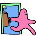 pink blob leaving quickly