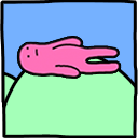 pink blob lying on hill
