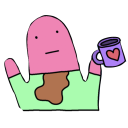 pink blob spilled coffee