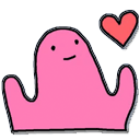 pink blob with heart