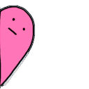 pink half heart face