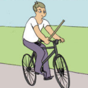 riding bicycle stick step1