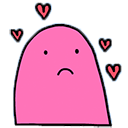 sad pink blob hearts