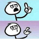 stick figure point and doubt